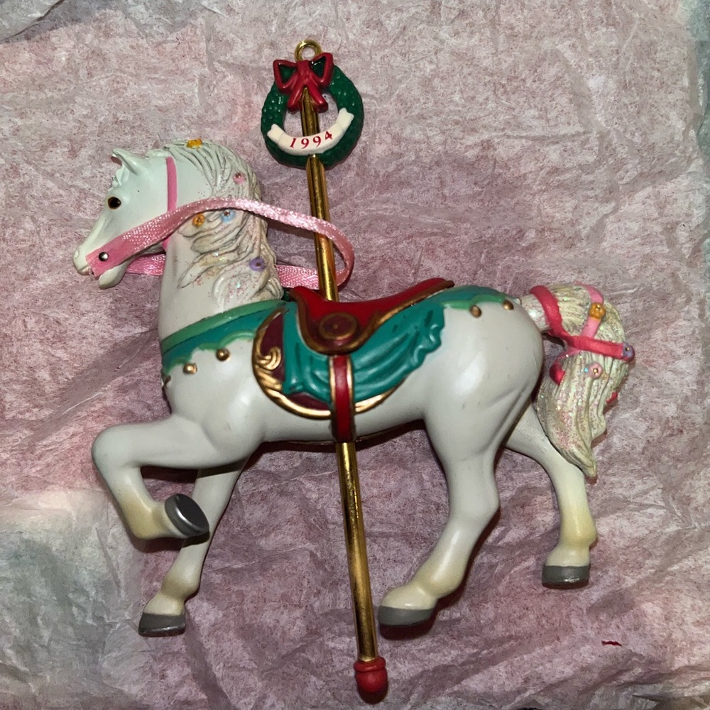 Beautiful Saddled Horse Carousel Ornament